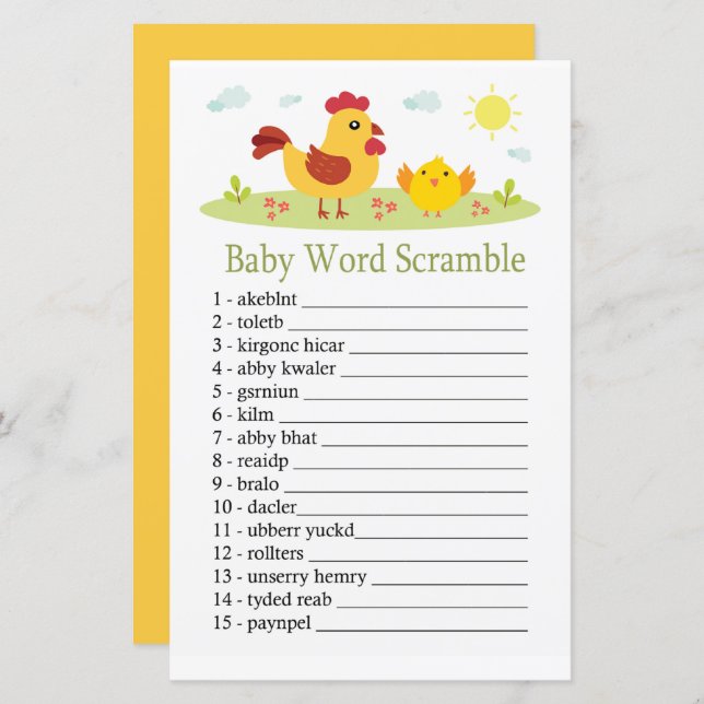 Chicken Baby word scramble game (Frente/Verso)