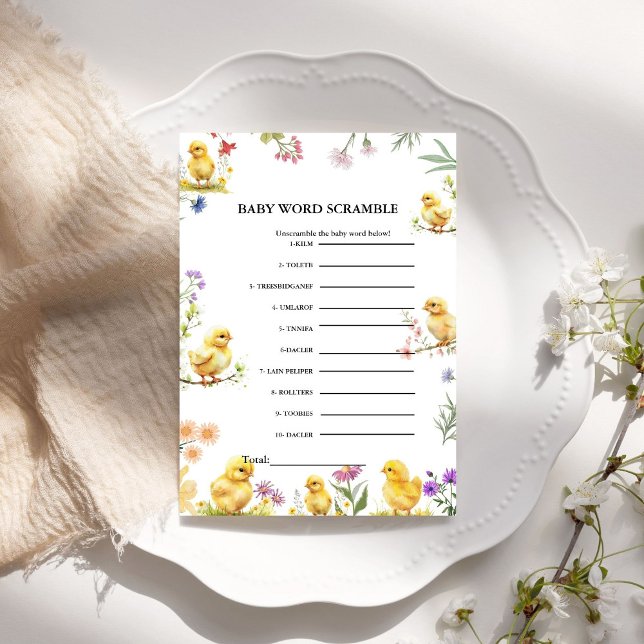 Chicken Baby word scramble jogo de chá de fraldas (Criador carregado)