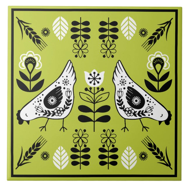 Chicken Hen Folk Art (Frente)