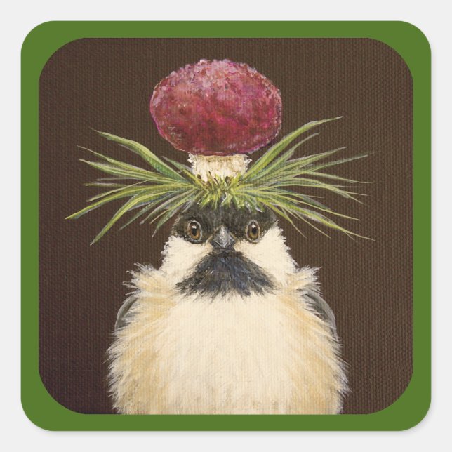 Chickie o adesivo de galinha com borda verde (Frente)