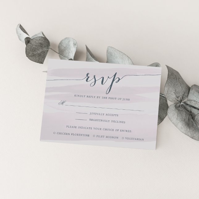 Chiffon RSVP Card com opção de refeição | Cinza Li (Criador carregado)