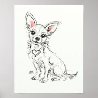 Chihuahua Art impressão | Desenho rápido