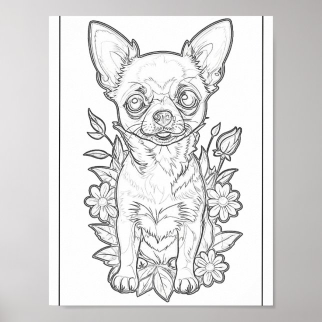 Chihuahua bonitinho com Poster de página colorida  (Frente)