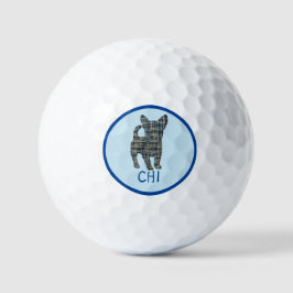 Chihuahua Cachorro Silhuahua Monogramas Grelha Azu