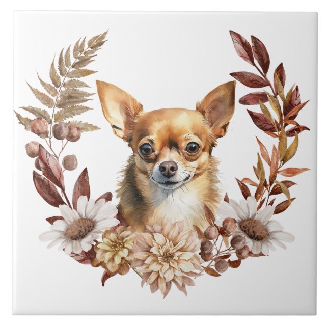 Chihuahua Dog Autumn Wreath (Frente)