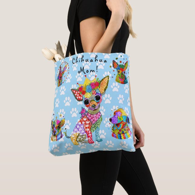 Chihuahua Dogs Tote Bag, Bonita e Colorida (Close Up)