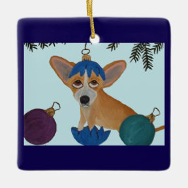 Chihuahua em enfeite de Natal quebrado