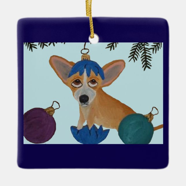 Chihuahua em enfeite de Natal quebrado (Frente)