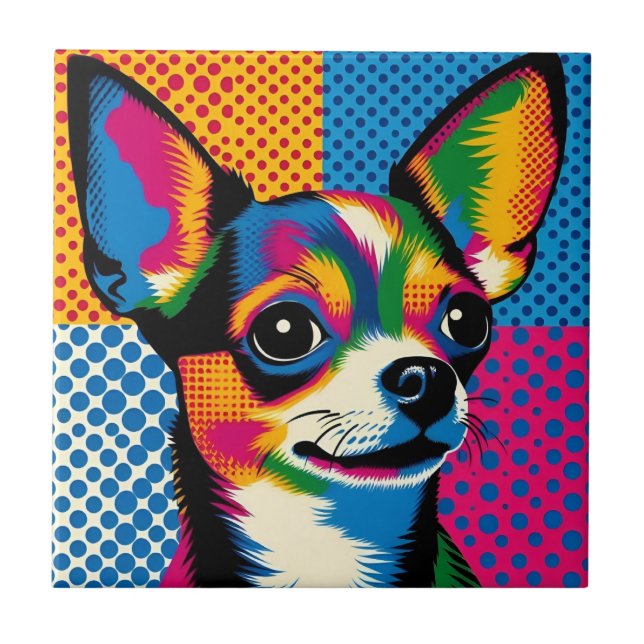Chihuahua, Estilo Colorido Pop Art, (Frente)