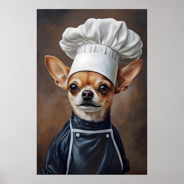 Chihuahua In Chefs Hat Poster, Pet Poster (Frente)