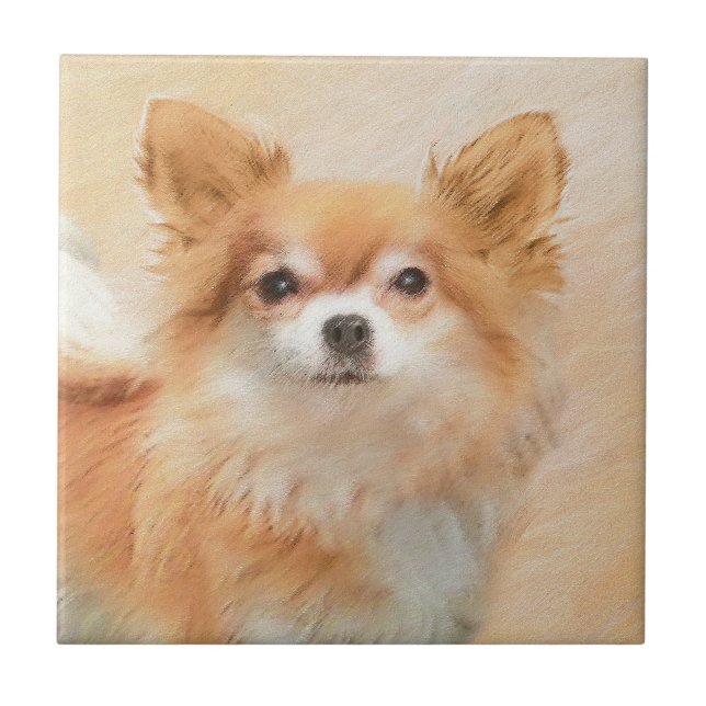 Chihuahua Pintura De Cachorro De Cabelo Longo (Frente)