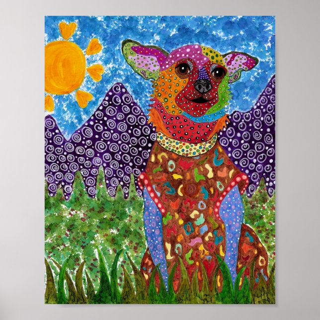 Chihuahua Poster de 8"x10", bonito e colorido (Frente)