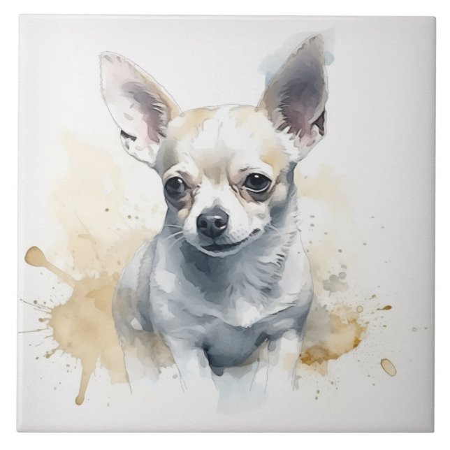 Chihuahua Puppy Cão Pet Watercolor (Frente)