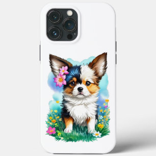 Chihuahua Puppy Dog com Flores