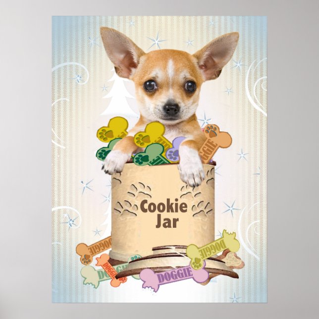 Chihuahua Stands Over Cookie Jar Poster (Frente)
