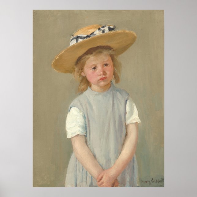 Child in Straw Hat - Mary Cassatt Fine Art Poster (Frente)