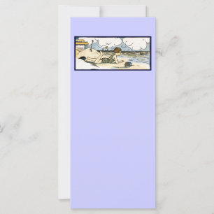 Child on Beach Vintage Art