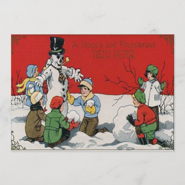Children Snowman Winter Snow (Frente)