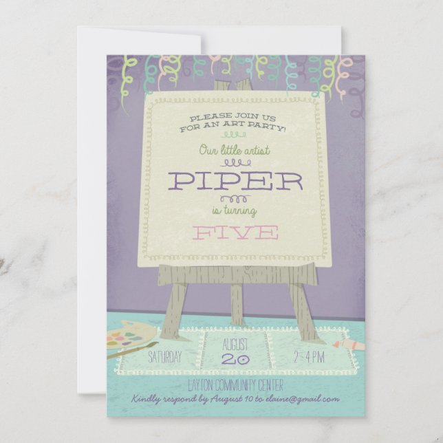 Childrens Art Convite de aniversário (Frente)