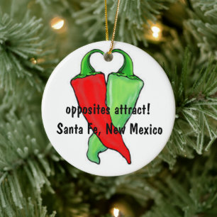 Chile Vermelho ou Verde? Enfeites de natal cerâmi