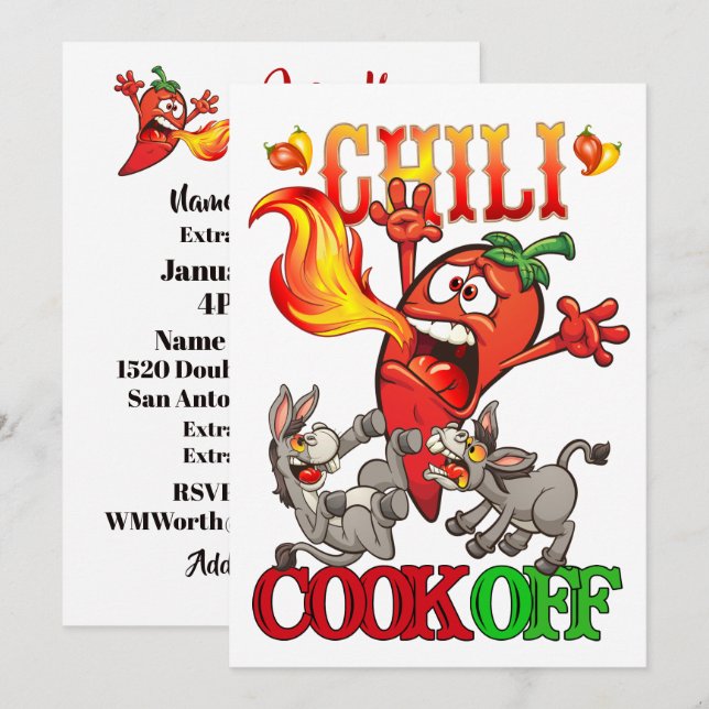 Chili Cook Off Convite (Frente/Verso)
