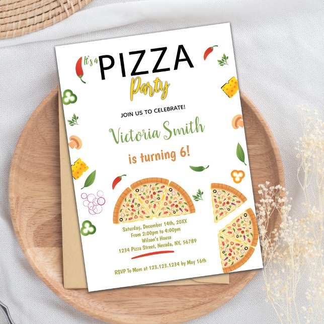 Chili Pizza - Convites de Aniversário (Chili Pizza Birthday Invitations)