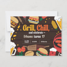 Chill Grill e Beer Birthday - Cartão de Convite