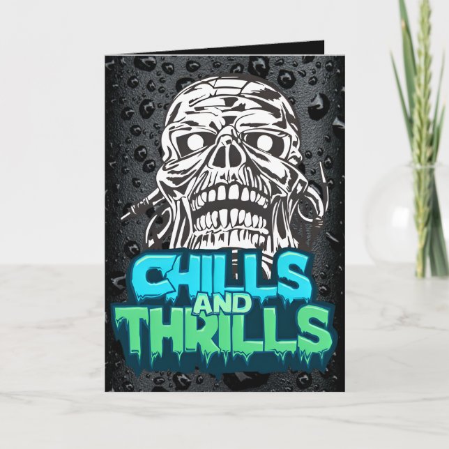Chills & Thrills - Cartão de Halloween com Gráfico (Frente)