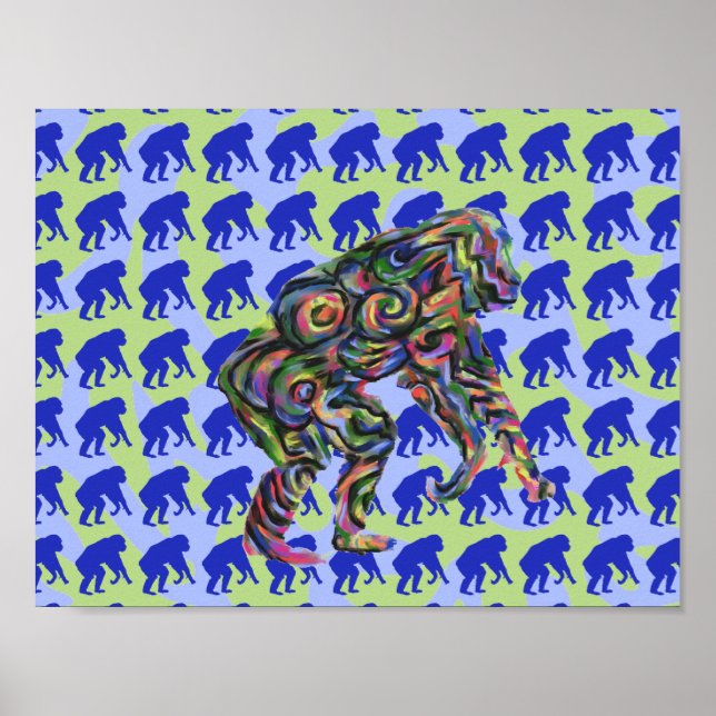 Chimpanzee Pattern Art Poster (Frente)
