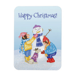 Chimpanzés bonitos construindo um ímã de neve