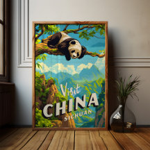 China Sichuan Panda Poster de viagens Wall Art