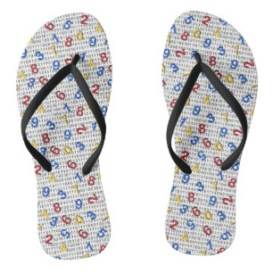 Chinelos 123 Números Amarelo Vermelho Azul Branco Binário B