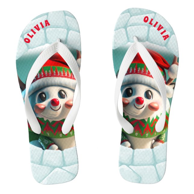 Chinelos 3D Reindeer Christmas Personalizado (Pé da cama)