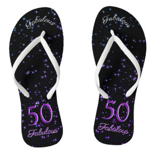 Chinelos 50 E Fabuloso Elegante Preto Roxo De Aniversário