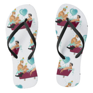 Chinelos A artística de SlipperyJoe dois gay homens banhei