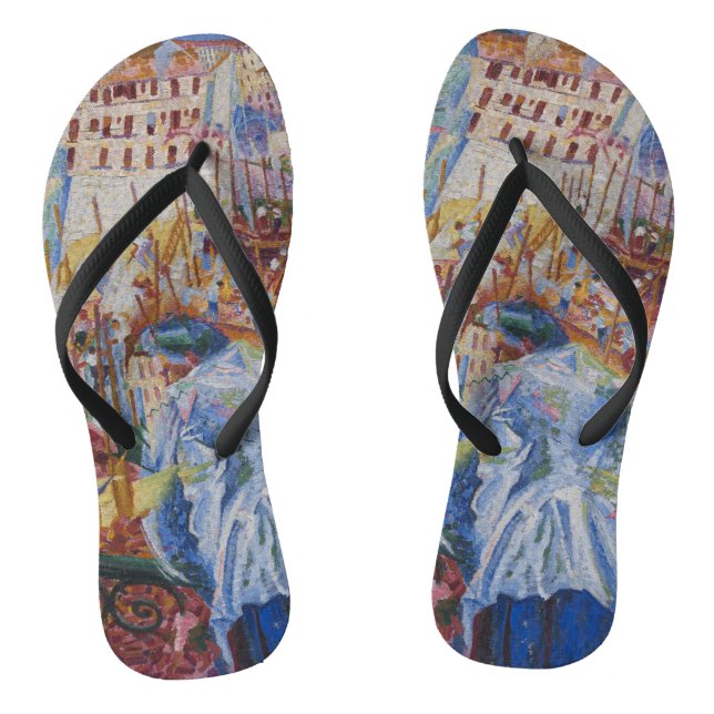 Chinelos A rua entra na casa - Umberto Boccioni (Pé da cama)