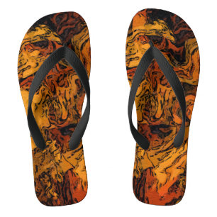 Chinelos Abstrato de cor laranja, amarelo e preto
