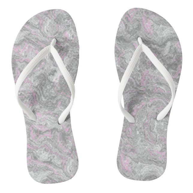 Chinelos Abstrato de redemoinho de mármore rosa e cinza (Pé da cama)