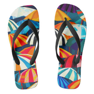 Chinelos Abstrato Rainbow Beach Umbrella