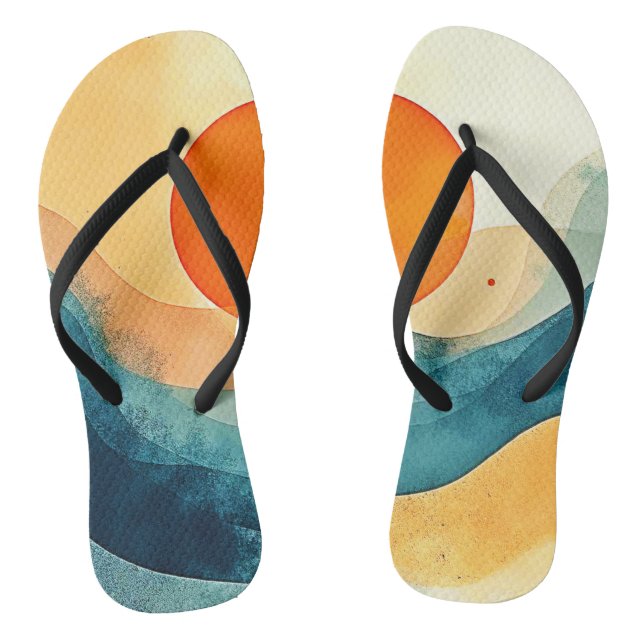 Chinelos Abstrato Sunset Waves Art (Pé da cama)