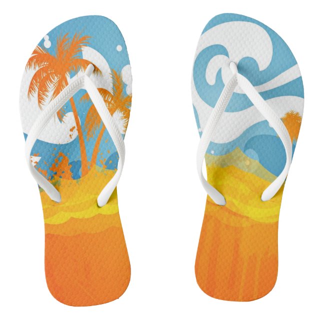 Chinelos Abstrato tropical das palmas das ondas de oceano (Pé da cama)