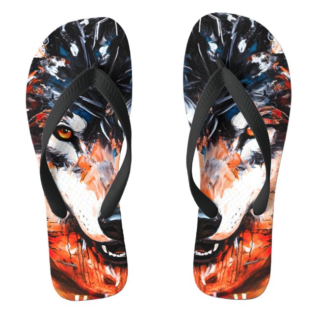 Chinelos Abstrato Wild Spirit Wolf (Pé da cama)