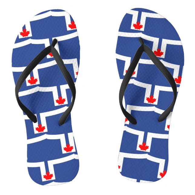 Chinelos Adult Slim Straps with Flag of Toronto, Canada (Pé da cama)