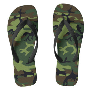 Chinelos Adultos com Padrão de Camuflagem Verde M