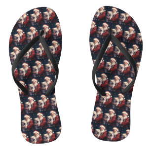 Chinelos Akita no Natal Festivo do Papai Noel