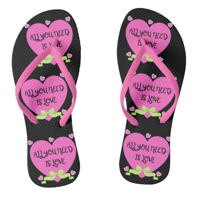 Chinelos All You Need Is Love Valentine Design (Pé da cama)