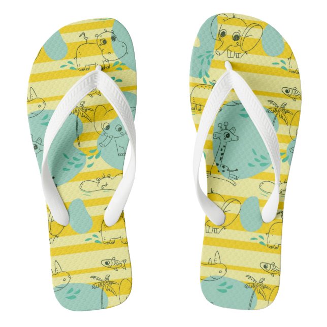 Chinelos Animais brancos brincando com água 2 (Pé da cama)