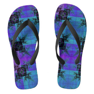 Chinelos Aqua e Lilac Fractal Joy Thongs