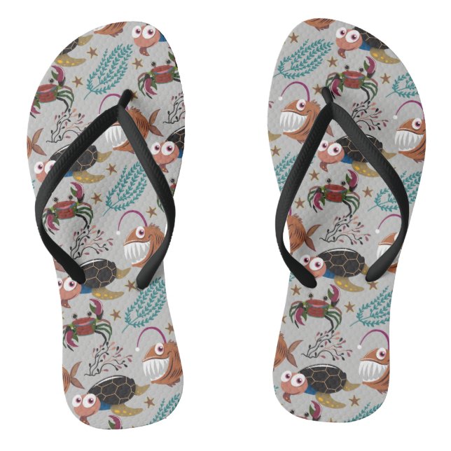 Chinelos Aquatic animals pattern | ocean underwater life 37 (Pé da cama)