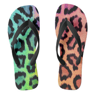 Chinelos arco-íris de leopardo bg